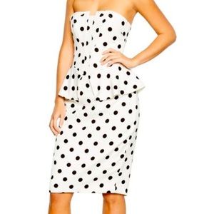 Bardot Strapless Dot Dress